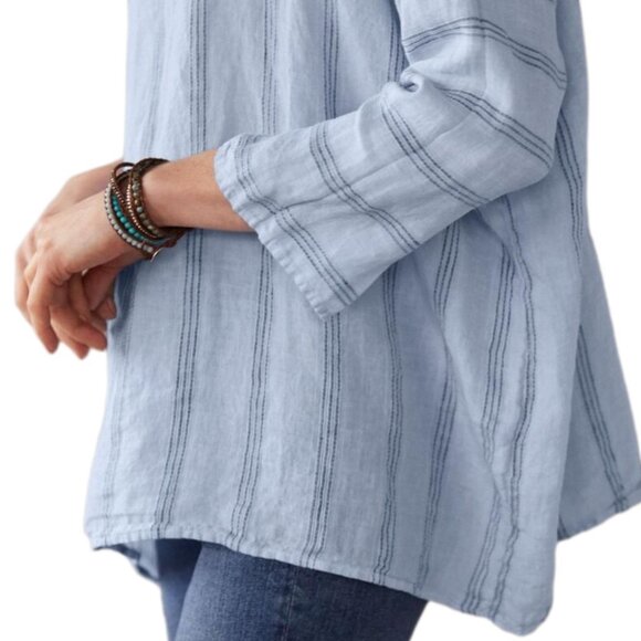 CP Shades Linen Sibella / Monica Top Blouse Lagenlook Boxy Oversized Stripe XL - Picture 3 of 15